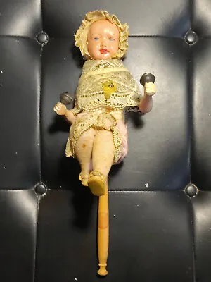 WOW! Mechanical Musical German Victorian Celluloid Marotte Doll  Automaton Ish • $598