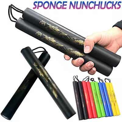 Kids Adult Nunchucks Stick Training Toy Karate Martial Art Safety Nunchakus Foam • £5.55