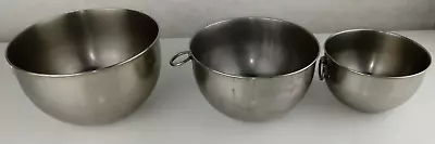 Revere Ware 1801 Stainless Steel 3 Nesting Mixing Bowls W/Rings 1 2 & 3 QT Used • $30