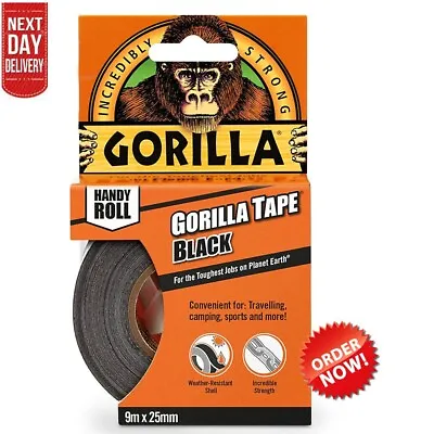 Duck Duct Gaffa Gaffer Tape Waterproof Cloth Strong Black Gorrila Glue 25mm X 9m • £4.98