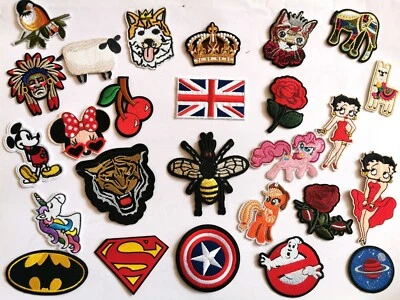 £2.49 • Buy Kids Iron On Sew On Patches Badges Transfers Fancy Dress Brand New