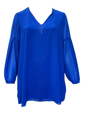 Marina Rinaldi Women's Blue Felce Pullover Blouse Size 20W/29 NWT • $48.75