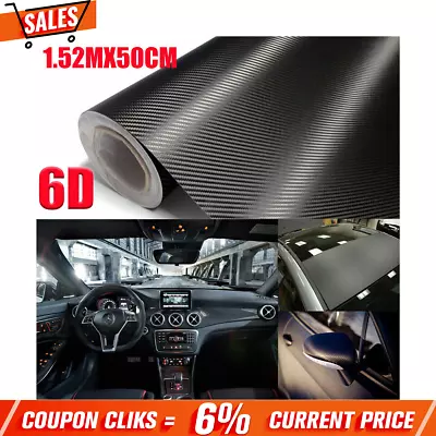 1.52mx50cm 6d Black Carbon Fiber Fibre Vinyl Car Wrap Film Roll Air Release New • $11.89