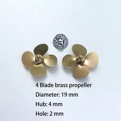 4 Blades RC Boat Metal Propeller M2 D12/14/15/16/19mm Brass Props 2mm Shaft • $14