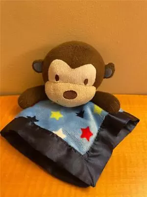 Garanimals Brown Monkey Stars Security Blanket Lovey Satin Blue Red Green White • $11.97