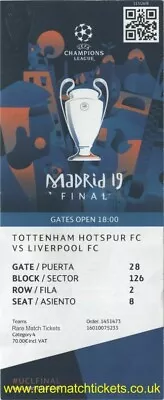 £3 • Buy Reproduction 2019 LIVERPOOL TOTTENHAM Champions League Final PERSONALISED Ticket