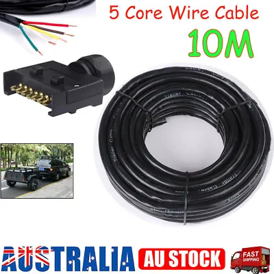 10M 5 Core Wire Trailer Cable 7 Pin Flat Plug Connector Caravan Boat Car Adaptor • $27.99