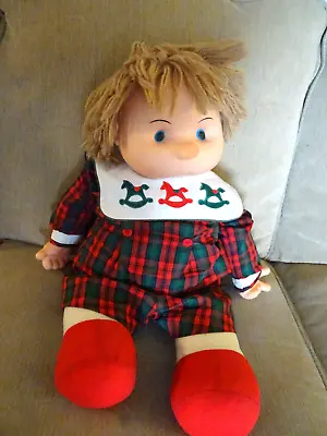 Vintage Large Ice Cream Doll With Plaid Baby Outfit No Cone 1980 Yarn Hair • $45