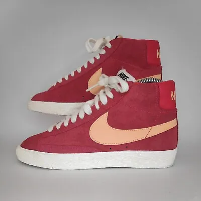 £24.99 • Buy Nike Blazer Hi Size UK 3 Eur 36 Womens Red Pink Suede Lace Up Casual Trainers