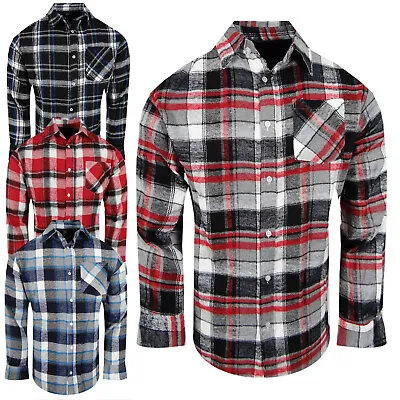 Flannel Plaid Shirt Mens Chest Pocket Soft Cotton Button Up Untucked No-Tuck • $18.95