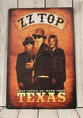 ZZ Top Tin Metal Poster Sign Hot Rod Blues Band Rock Music Rustic Vintage Style • $10.97