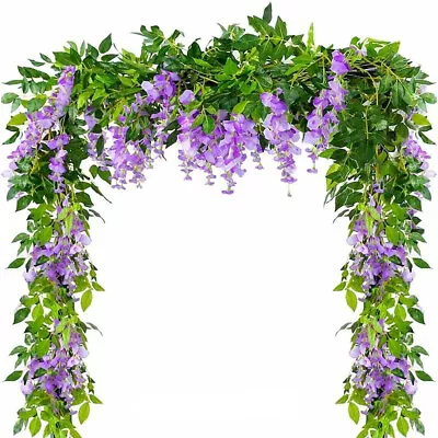 4Pcs 6.6FT Artificial Wisteria Flower Vine Garland Wedding Arch Decor Fake Plant • $20.69