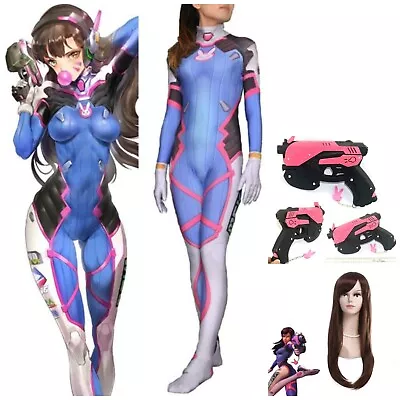 Overwatch D.Va DVA Costume Wig Gun Hana Song Cosplay Jumpsuit • $48.99