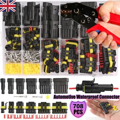 708PCS 1-6 Pin Car Automotive Waterproof Electrical Wire Connectors Plug Kit Set • £30.59