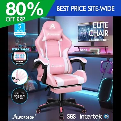 ALFORDSON Gaming Office Chair Extra Large Pillow Racing Executive Footrest Seat • $139.95