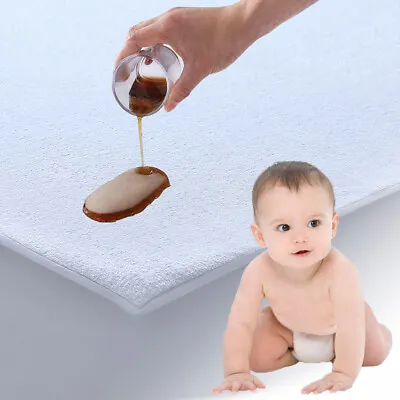 NEW WATERPROOF BABY COT BED MATTRESS PROTECTOR FITTED TERRY SHEET 140x70 Cm • £5.60