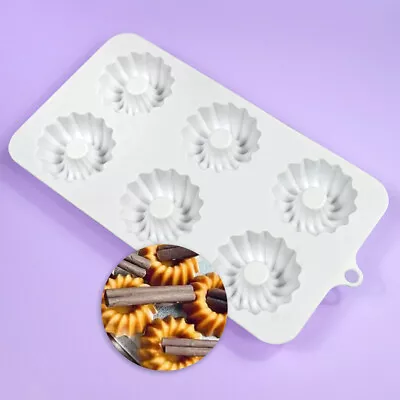 6 Hole Madeleine Design Chocolate Mousse Mould DIY Shell Cake Silicone Mold • £6.35