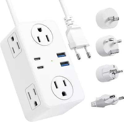 European Travel Plug Adapter EU/UK/US Travel Plug Adapter Power Strip 6 AC Out • $30.22