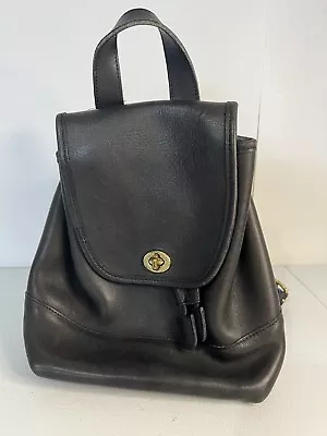 Old Coach Mini Backpack Bag Turnlock 9960 Leather Black Made In USA Vintage B47 • $115