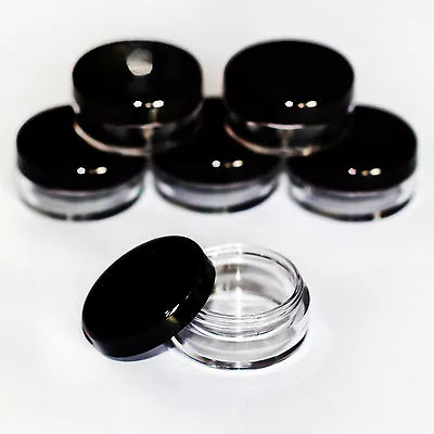 5 X 5ml Black Lid Craft Pots For Samples Glitter Lip Balm  Candles Jdb-5 • £2.83