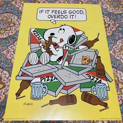 50's Vintage Poster Snoopy Dead Stock SCHULZ 1958 Pizza 70's 60's 80's 90's • $425.99