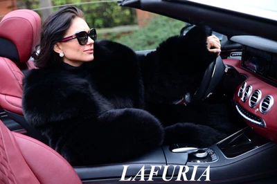 £1894.14 • Buy Real Black Fox Fur Long Coat Clas Sable Mink Chinchilla Lynx Jacket Vest Silver