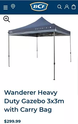 Wanderer Heavy Duty Gazebo 3x3m With Carry Bag & Comes With A Solid Side Wall • $230