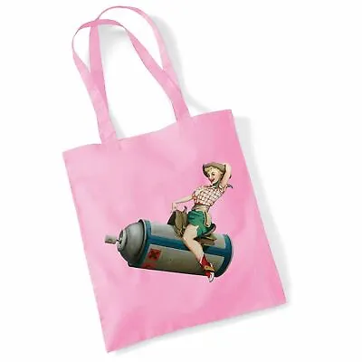 Tote Bags For Women Banksy Cow Girl Printed Cotton Shopper Bag Gifts • £6.97