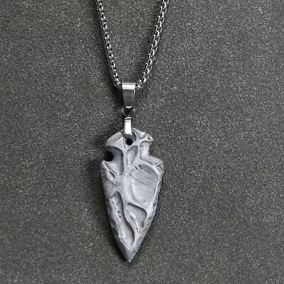 Natural Muonionalusta Meteorite Carved Spear Head Pendant • $69