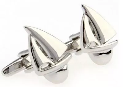 Pair Yacht Sailing Boat Cufflinks Shirt Novelty Sails Sailor Silver Uk Seller • $10.94