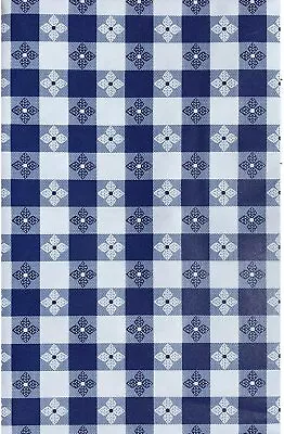 Bistro Tavern Vinyl Tablecloth Blue White Picnic Check Indoor Outdoor Asst. Sz. • $12.95