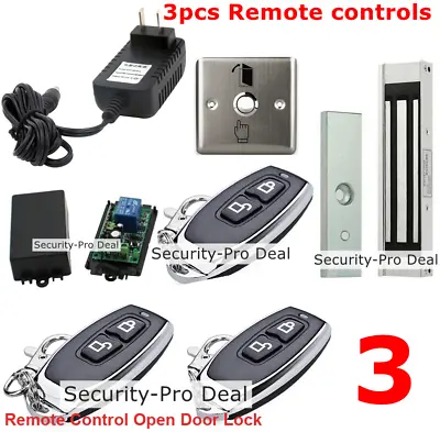 Door Access Control System With Door Electromagnetic Lock+3pcs Remote Controls • £59.94