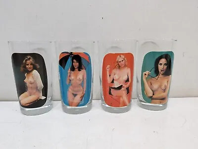 Vintage 70s Women Nude Libby Bar Drink Highball Glasses  Sip 'n Strip Nudy Girl  • $89.96