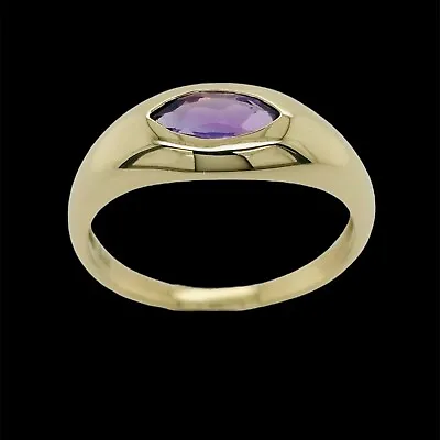 9ct Gold Marquise Cut Purple Amethyst Ring 2.3g Size O Preloved • $490