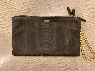 Authentic Zagliani Clelia Rubb Python Black / Calf Leather Red Interior Clutch • $420