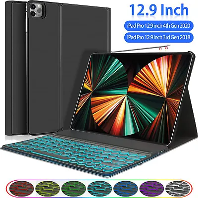 For IPad Pro 12.9  3rd/4th/5th/6th 2022 Smart Case Cover With Backlit Keyboard • $54.99