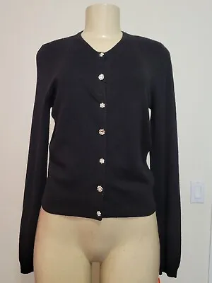 Moda International Women's Black Button Cardigan  Silk /cashmere Mix Size S #904 • $25