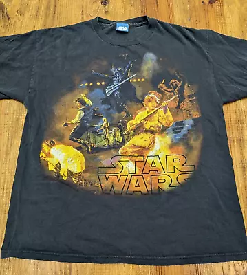 Vintage Star Wars Rock Band Concert Darth Vader Black T Shirt Mens L - READ • $24