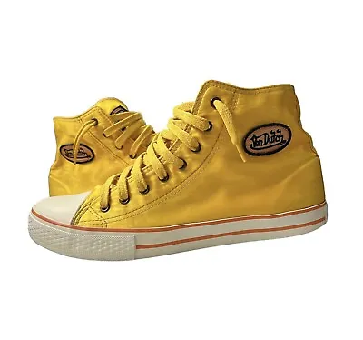 RARE Von Dutch Yellow Satin High Top Trainers Shoes Size 10 Mens • $149.99