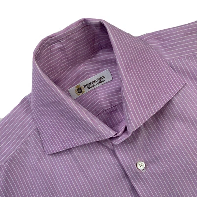$79.95 • Buy Mens 15  Domenico Vacca Lavender Mini Stripe Cotton Dress Shirt Made Italy
