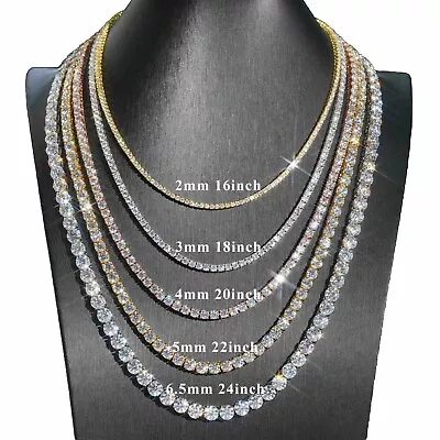 VVS1 D Moissanite Tennis Chain 2-4mm 16-24  Solid 925 Passes Diamnd Tester • $299