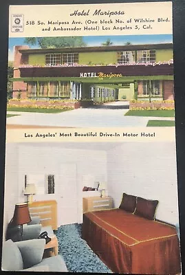 Hotel Mariposa Motel Linen Los Angeles LA County CA Vintage Postcard R29 • $15