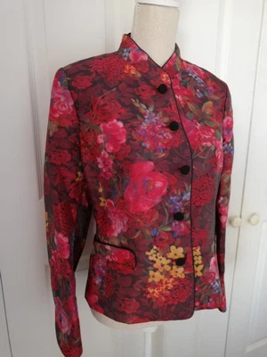 Caroline Charles London Burgundy Background Evening Jacket Size 14VGC  • £49