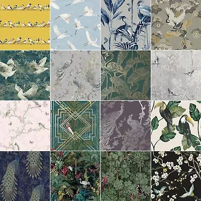 £15.99 • Buy Birds Wallpaper - Exotic Tropical Oriental Parrot Crane Peacock Songbird & More