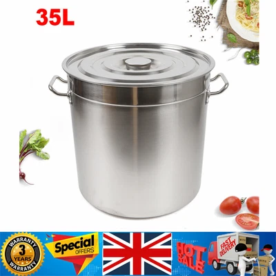 £47 • Buy 35L Large Deep Cooking Stock Pot Stainless Steel 201 With Lid - CATERING NEW UK