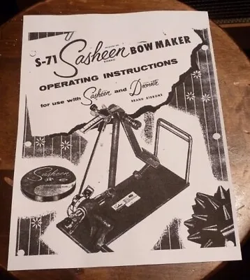 3M Sasheen Bow Maker Instruction Manual  S-71 • $15