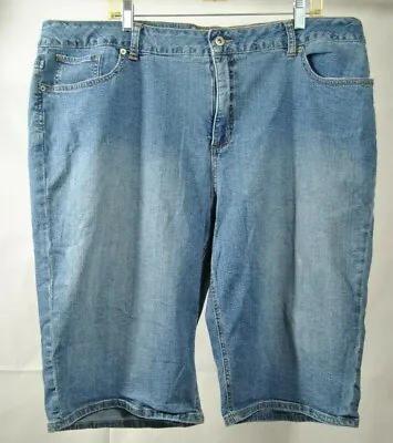 Made For Life Women's Plus Size Jean Shorts Blue Size 24W Lightly Distressed • $12