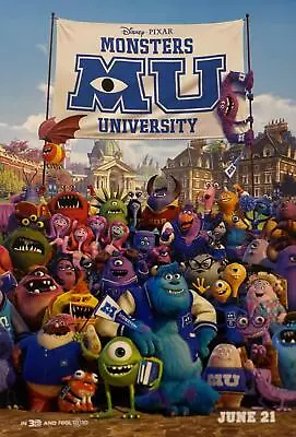 MONSTERS UNIVERSITY Bright 9x13.5  Modern 2015 Disney Movie Poster Reproduction • $6.99