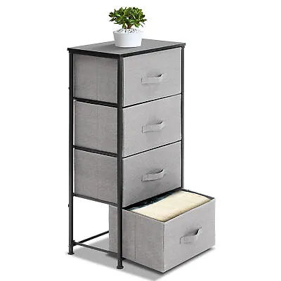 Chest Of 4 Drawers Fabric Dresser Clothes Storage Chest For Living Room/Bedroom • £35.99