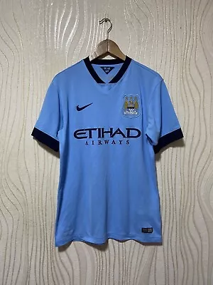 MANCHESTER CITY 2014 2015 HOME FOOTBALL SHIRT SOCCER JERSEY NIKE 611050-489 Sz M • $69.99